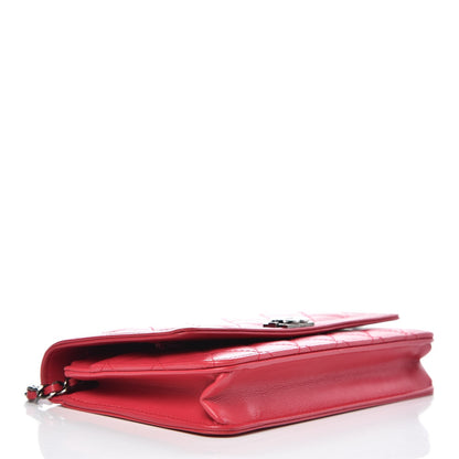 Chanel Lambskin Quilted Boy Wallet On Chain WOC Dark Fuchsia 4 of 9