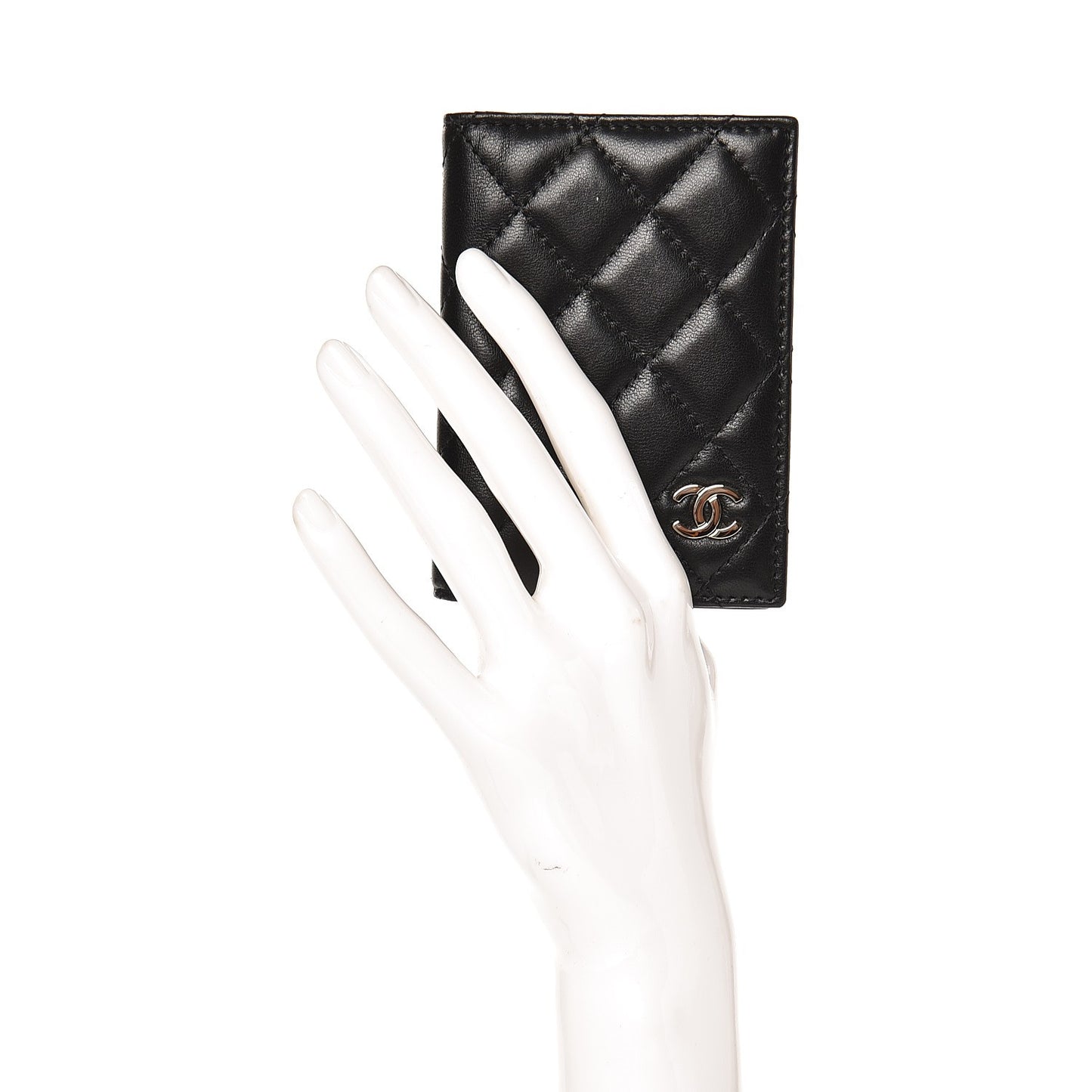 Lambskin Quilted Card Holder Wallet Black