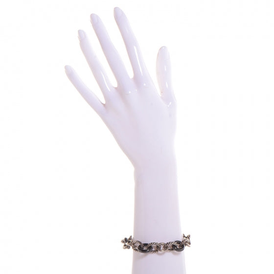 David Yurman Sterling Silver Ceramic 13mm Large Oval Link Bracelet Black 2 of 5