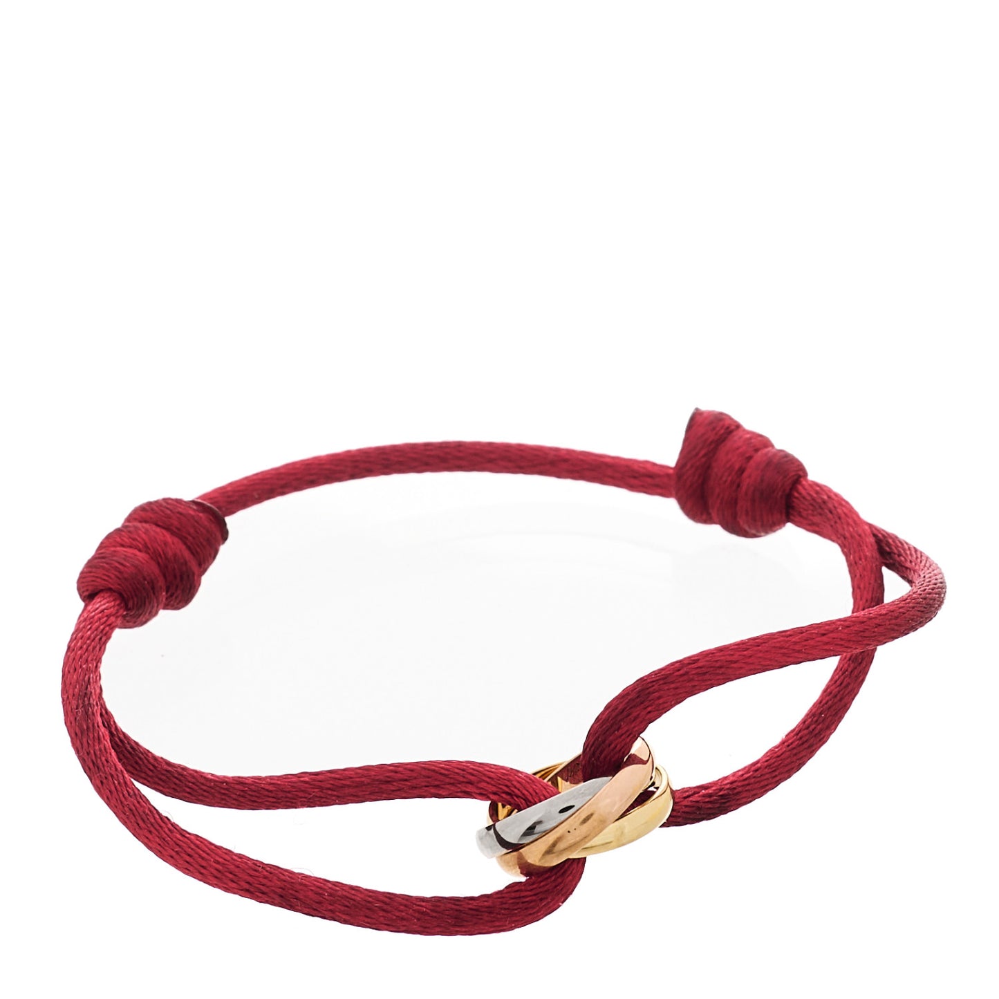 18K Pink Yellow White Gold Trinity Cord Bracelet Red