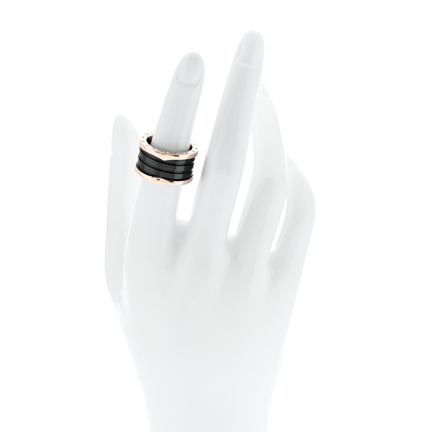 18K Rose Gold Black Ceramic B.Zero1 Four-Band Ring 53 6.25
