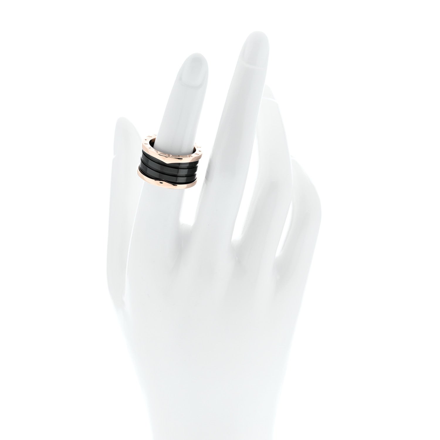 Bulgari 18K Rose Gold Black Ceramic B.Zero1 Four-Band Ring 53 6.25 2 of 6
