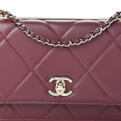 Chanel Lambskin Quilted Trendy CC Wallet On Chain WOC Dark Red 8 of 13