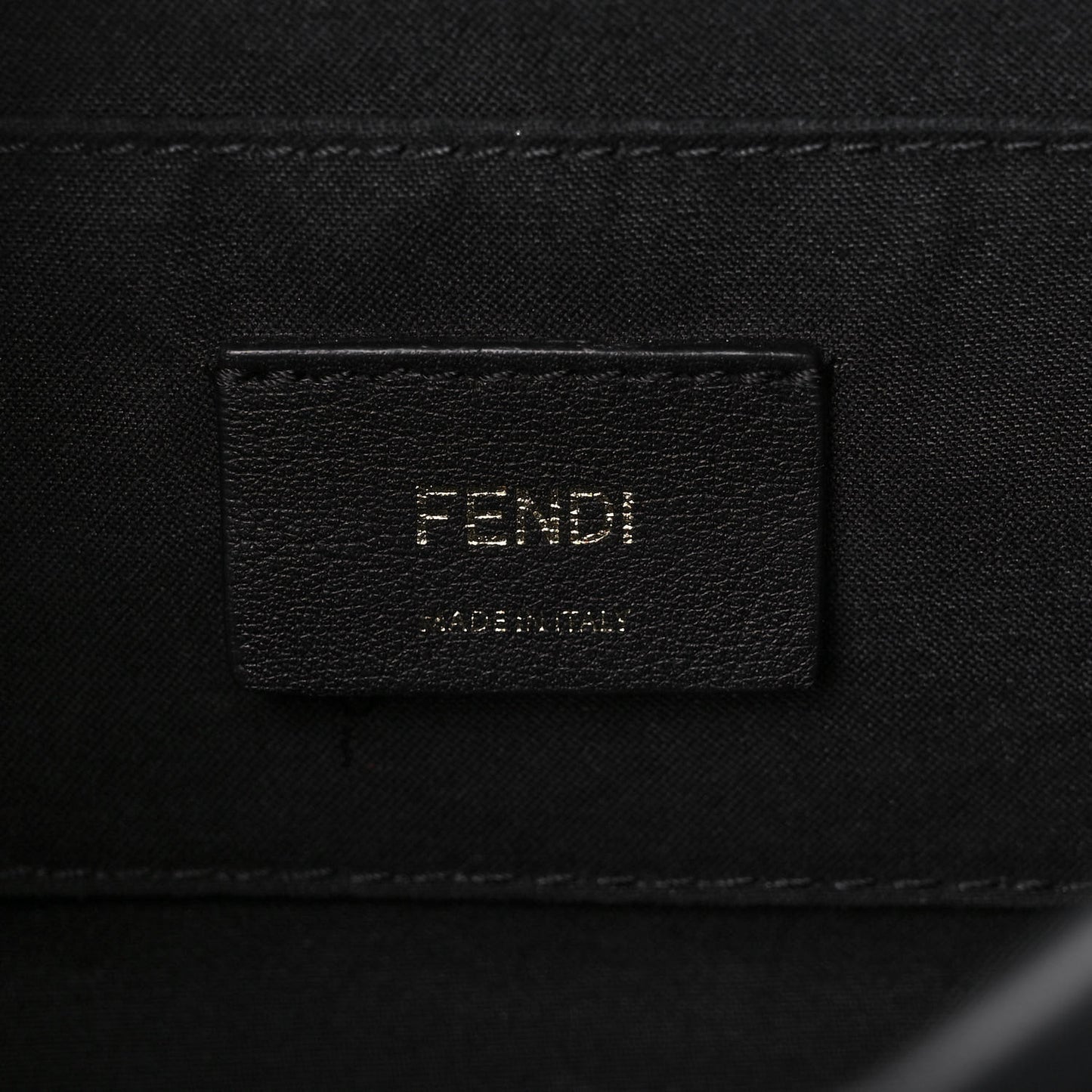 Glazed Fabric Vitello Century F is Fendi FF 1974 Stamp Patch Camera Case Mogano Panna Black