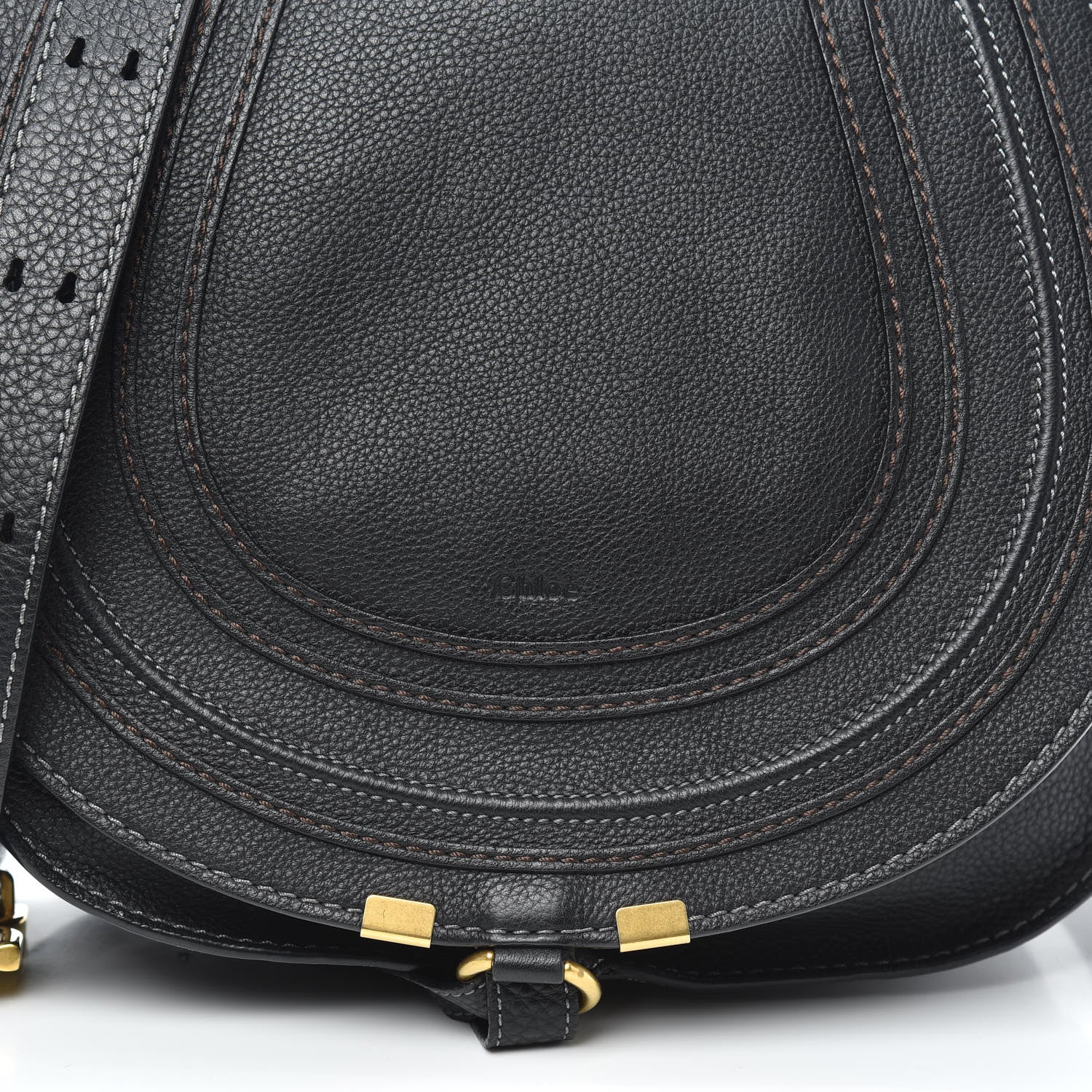 Chloe Calfskin Medium Marcie Round Crossbody Bag Black 7 of 9