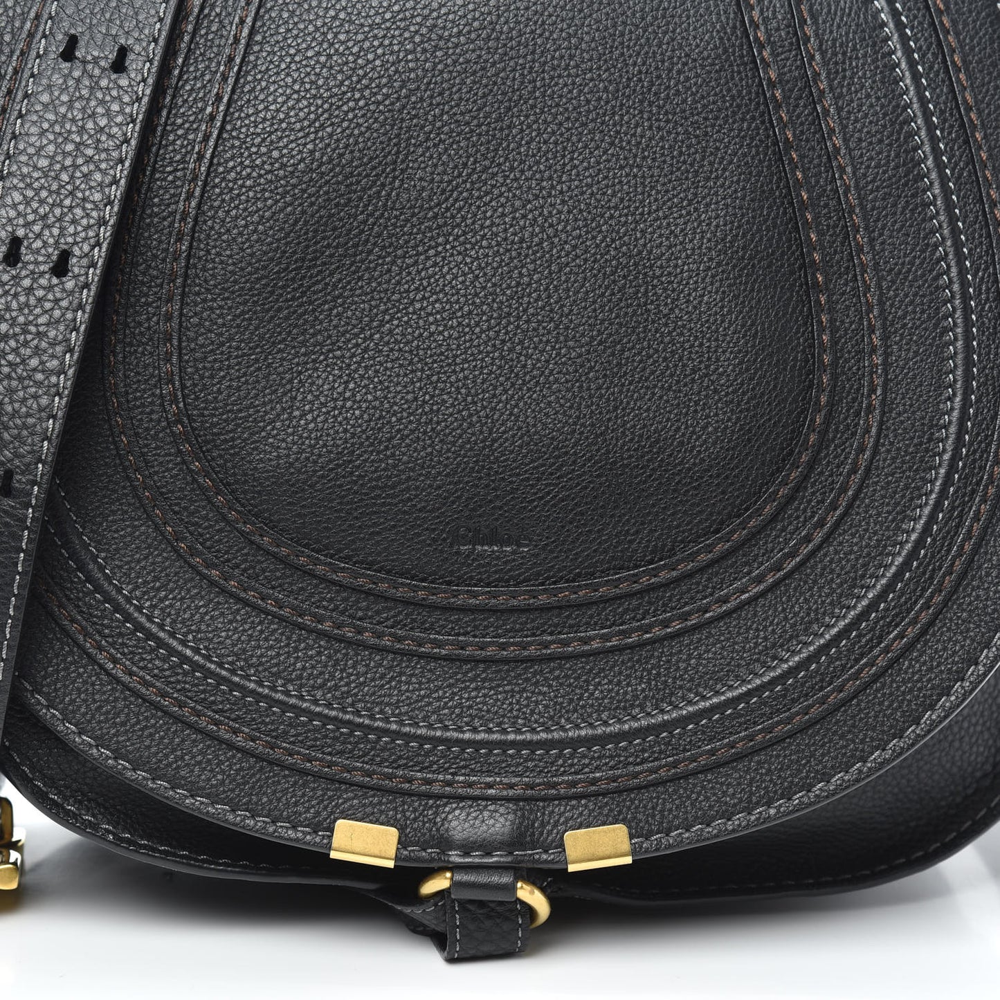 Calfskin Medium Marcie Round Crossbody Bag Black