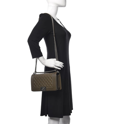 Chanel Lambskin Quilted Medium Boy Flap Khaki 2 of 17