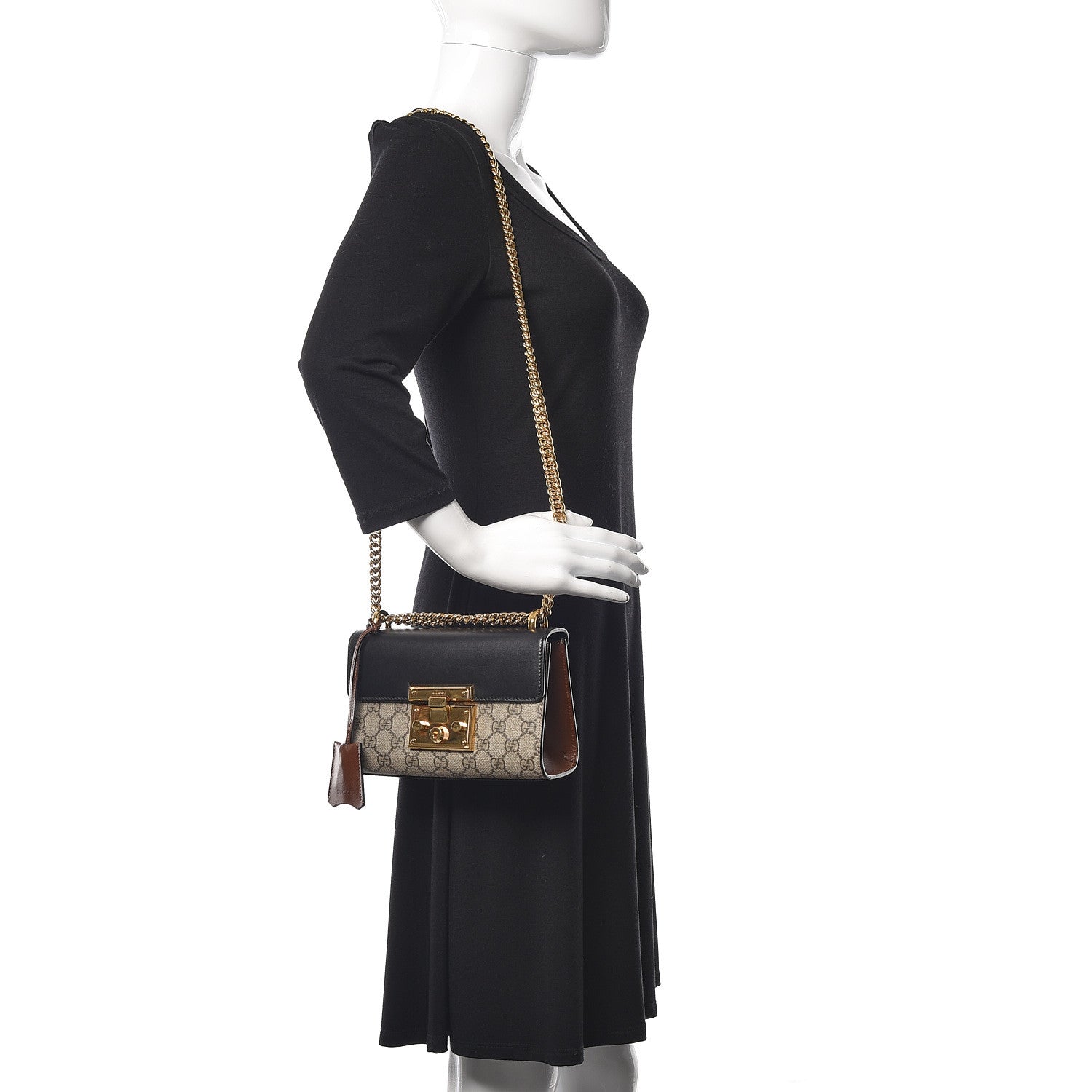 Gucci GG Supreme Monogram New Sakai Lux Calfskin Mini Padlock Flap Pocket Shoulder Bag Beige Ebony Black Cuir 2 of 16
