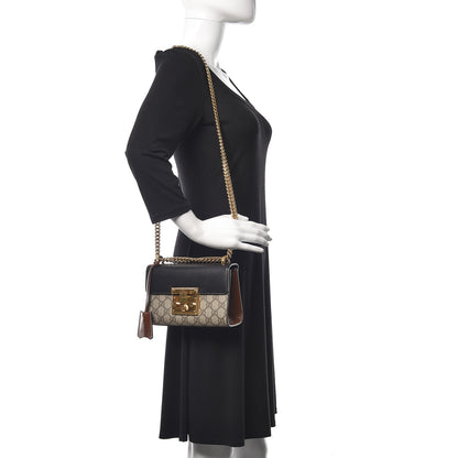 Gucci GG Supreme Monogram New Sakai Lux Calfskin Mini Padlock Flap Pocket Shoulder Bag Beige Ebony Black Cuir 2 of 16