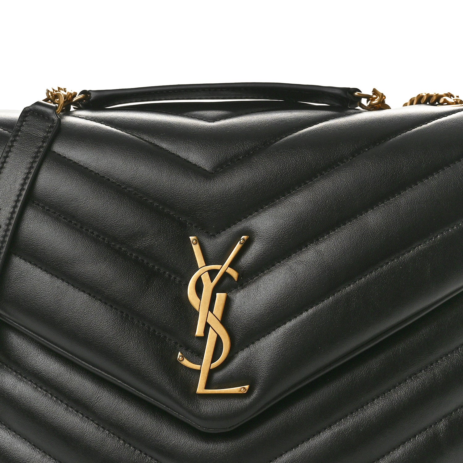 Saint Laurent Calfskin Y Quilted Monogram Medium Loulou Chain Satchel Black 8 of 10