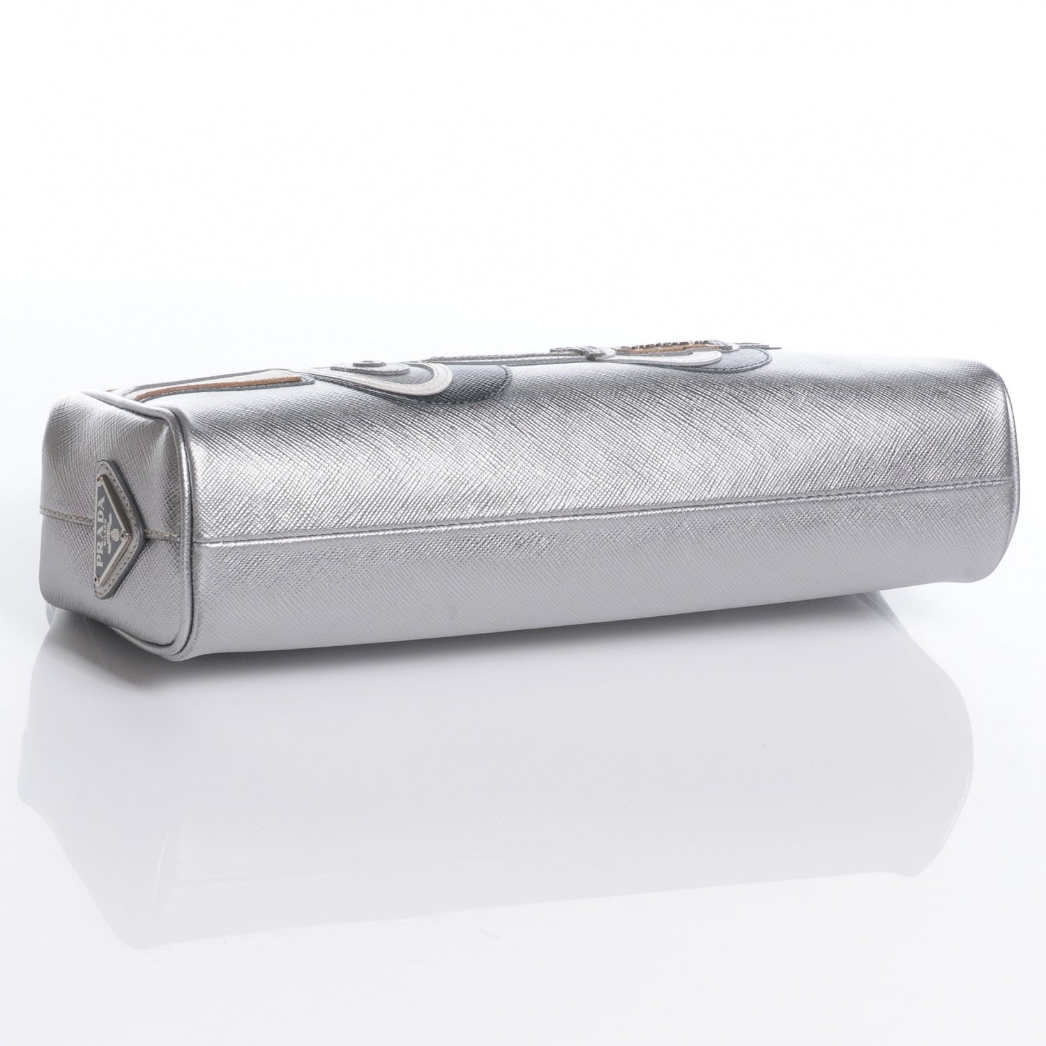 Prada Saffiano 50s Car Clutch Silver 4 of 10