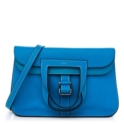Hermes Taurillon Clemence Halzan 31 GM Bleu Frida 1 of 12