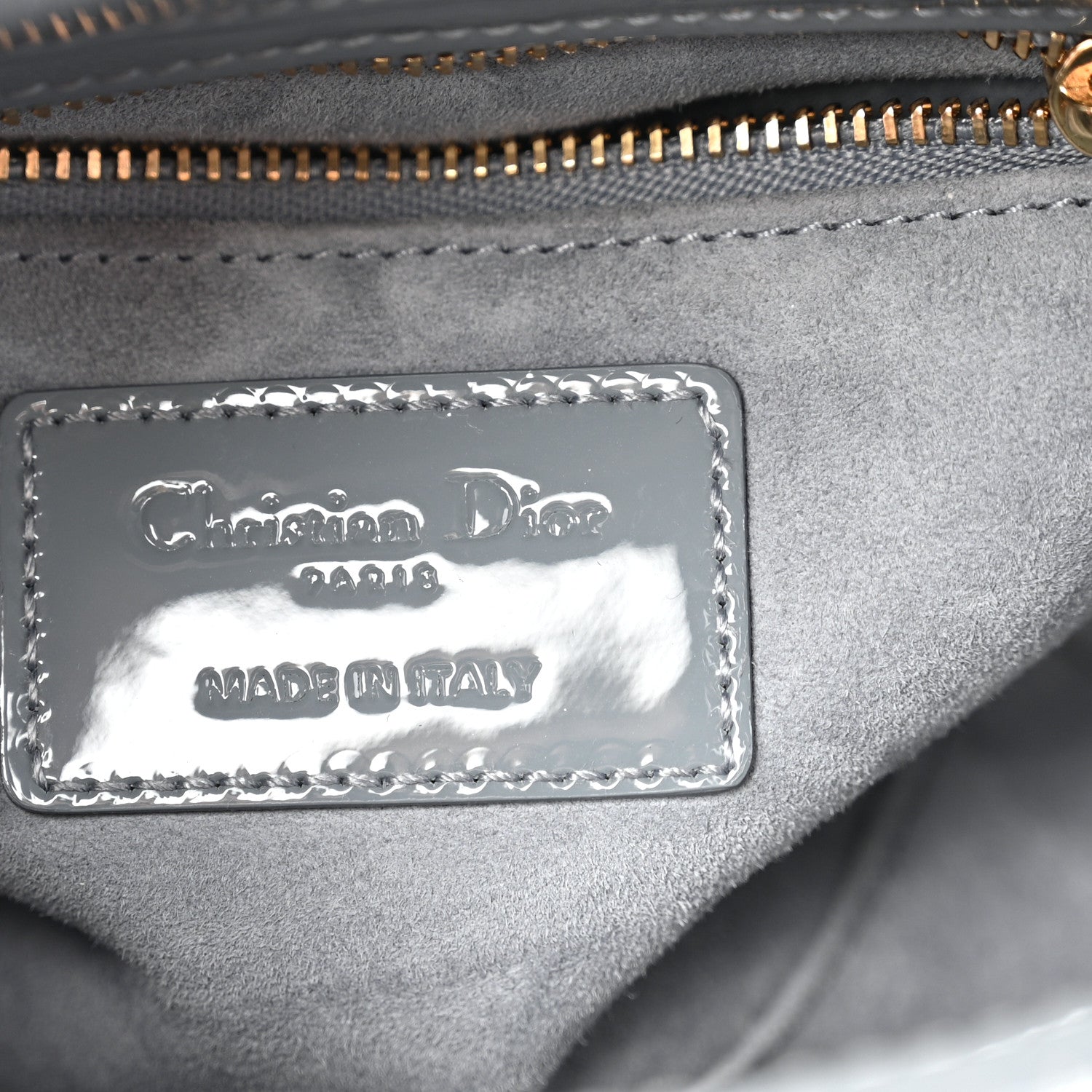 Christian Dior Patent Cannage Mini Lady Dior Grey Stone 6 of 12