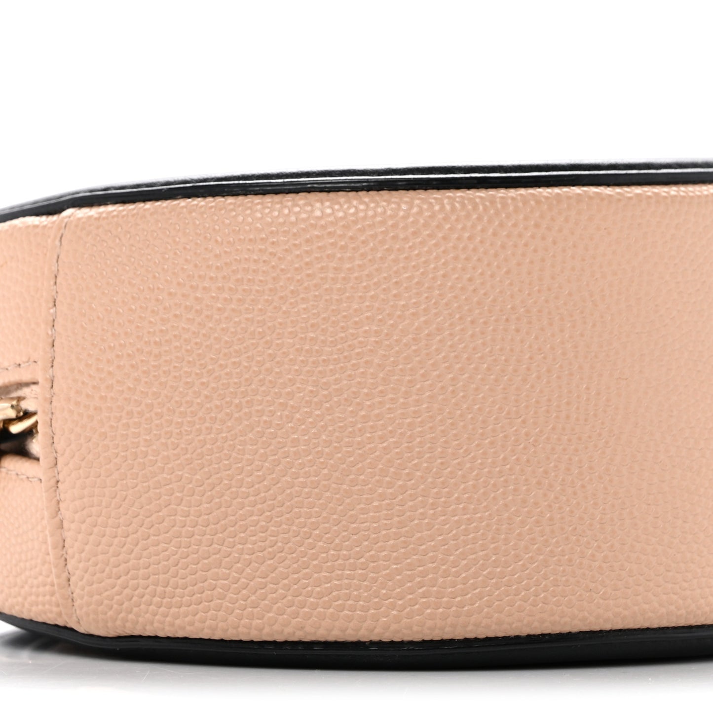 Caviar Quilted Round Filigree Crossbody Beige Black