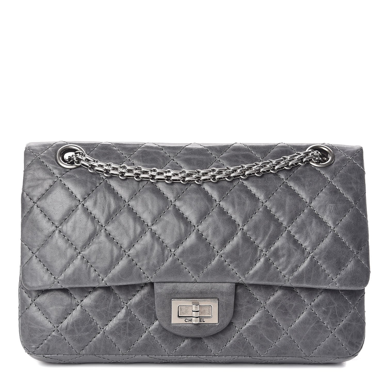 Chanel Aged Calfskin Quilted 50th Anniversary 2.55 Reissue 225 Flap Gris 1 of 12