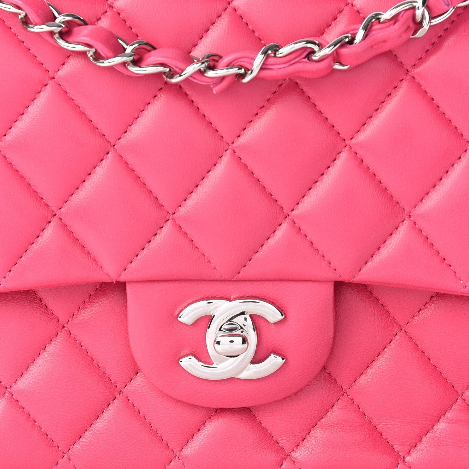 Chanel Lambskin Quilted Medium Double Flap Fuchsia 10 of 10