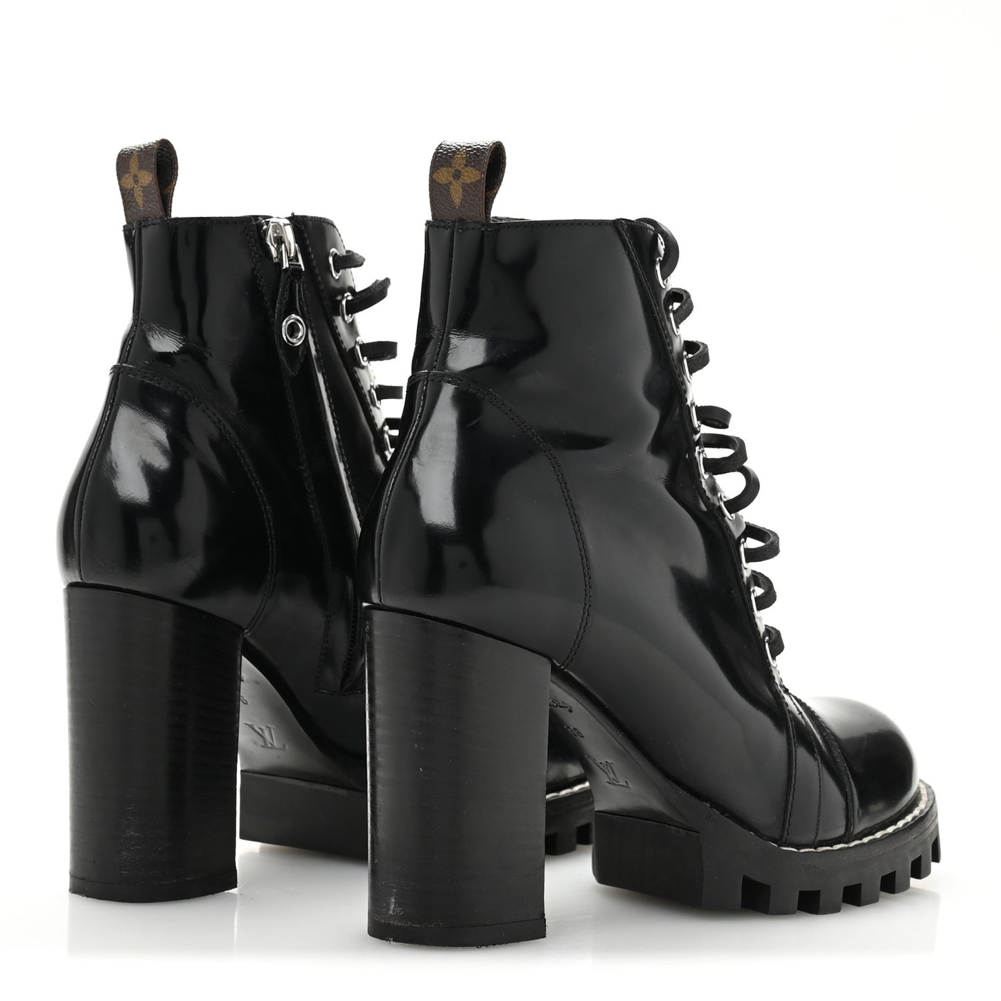 Patent Calfskin Star Trail Ankle Boots 38 Black