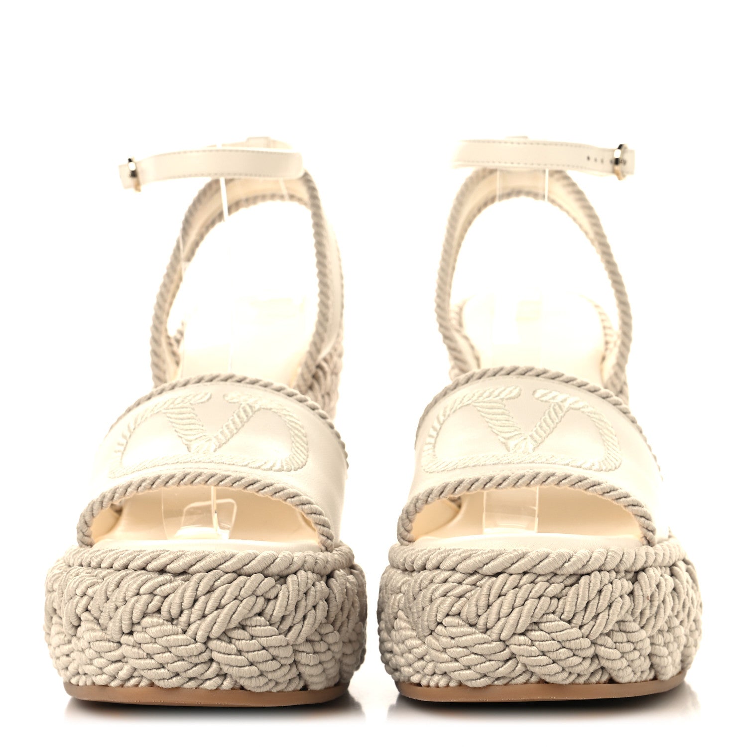 Valentino Garavani Nappa VLogo Torchon 130mm Platform Wedge Sandals 39 Ivory 3 of 9
