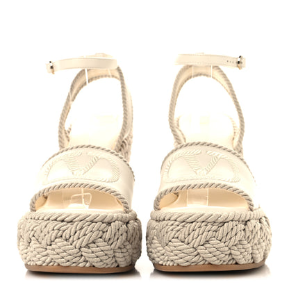 Valentino Garavani Nappa VLogo Torchon 130mm Platform Wedge Sandals 39 Ivory 3 of 9