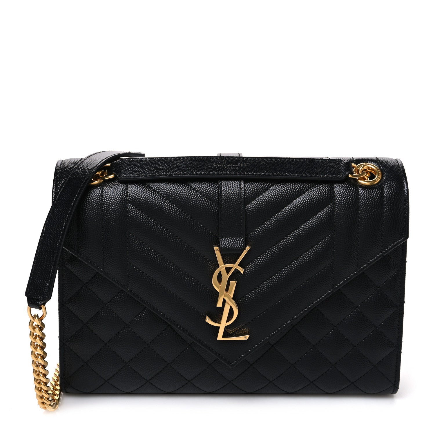 Saint Laurent Grain De Poudre Textured Mixed Matelasse Triquilt Medium Monogram Satchel Black 1 of 10