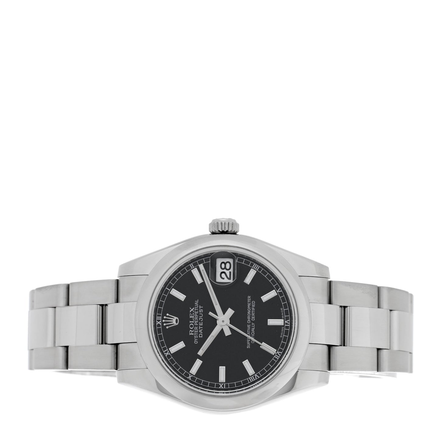 Stainless Steel 31mm Oyster Perpetual Datejust Watch Black 178240