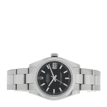 Rolex Stainless Steel 31mm Oyster Perpetual Datejust Watch Black 178240 2 of 5