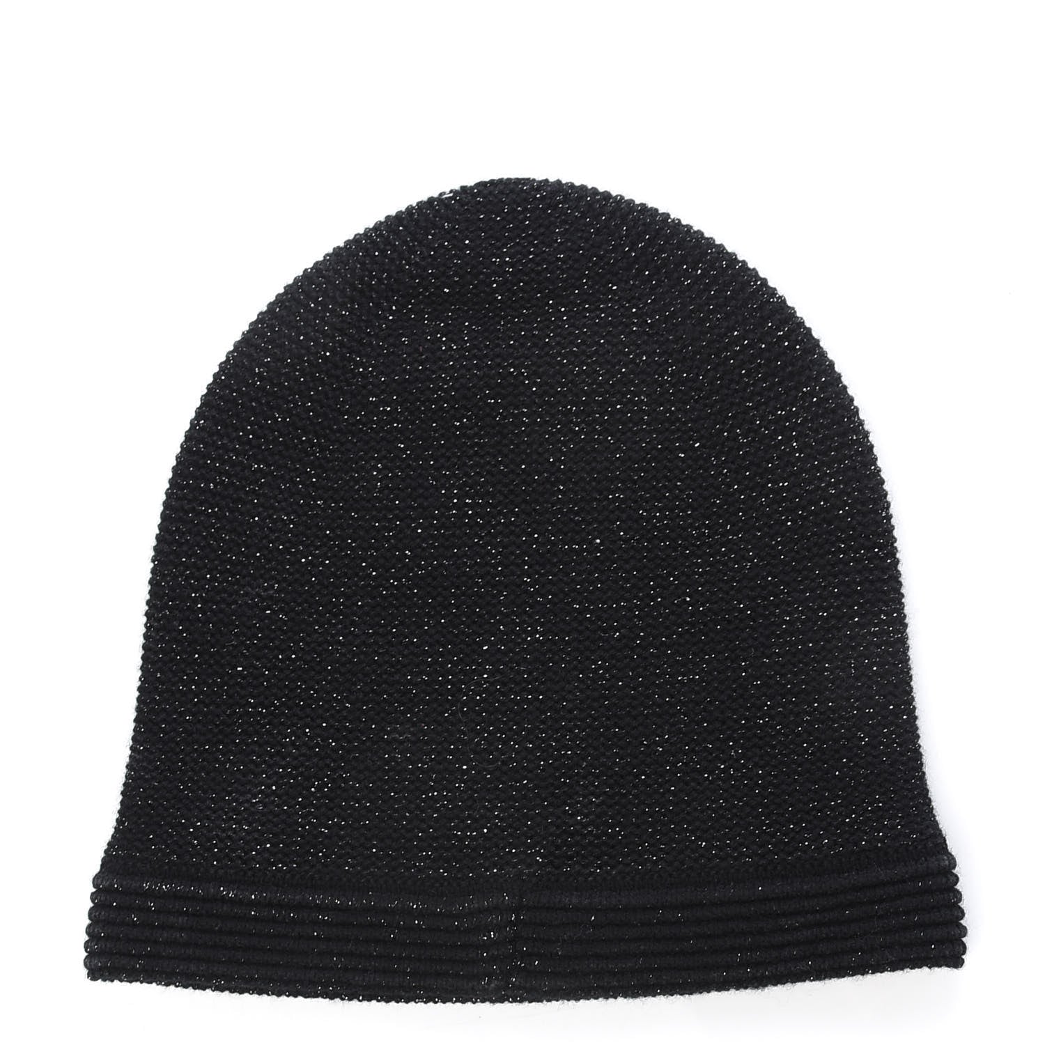Chanel Cashmere Blend CC Beanie Hat Black 3 of 5