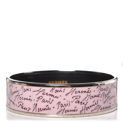 Hermes Enamel Printed Handwriting Wide Bracelet 62 1 of 4