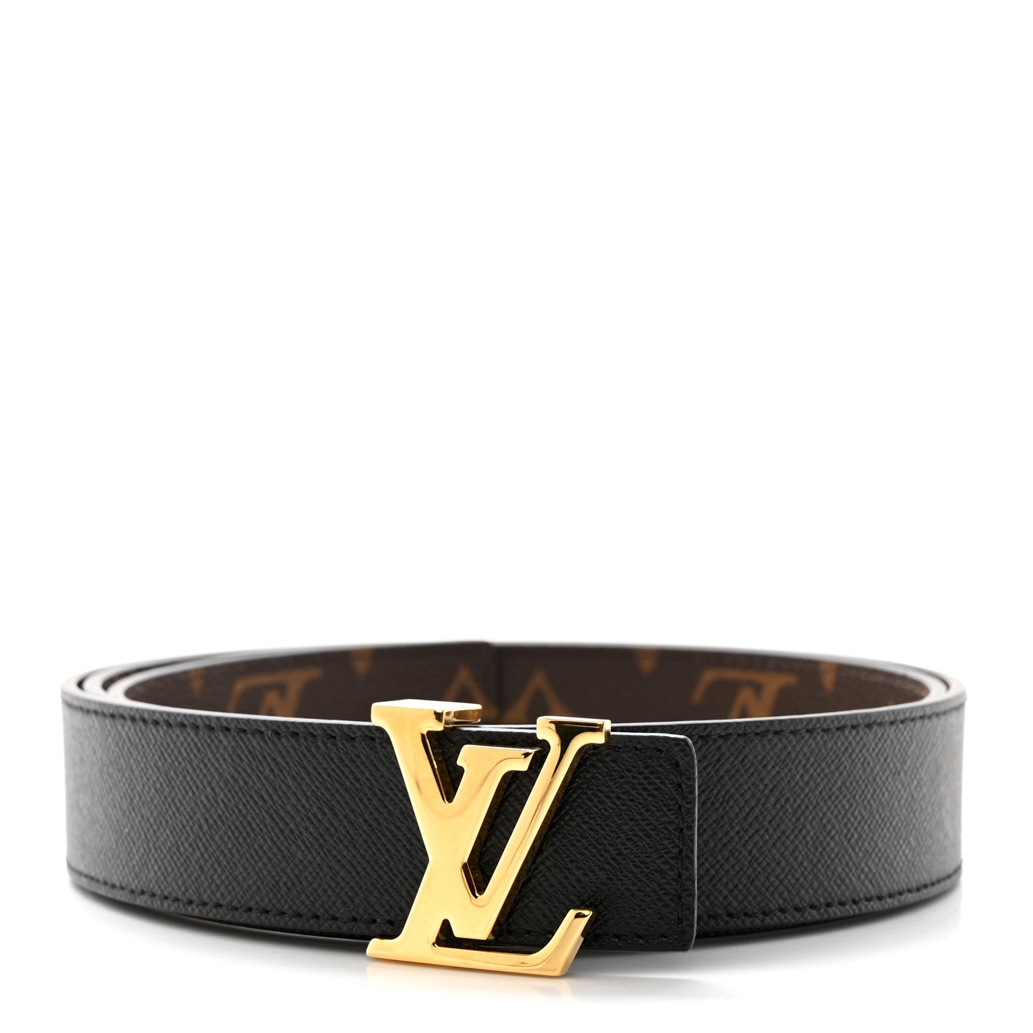 Louis Vuitton Calfskin Monogram 30mm LV Initiales Reversible Belt 95 38 Black 2 of 7