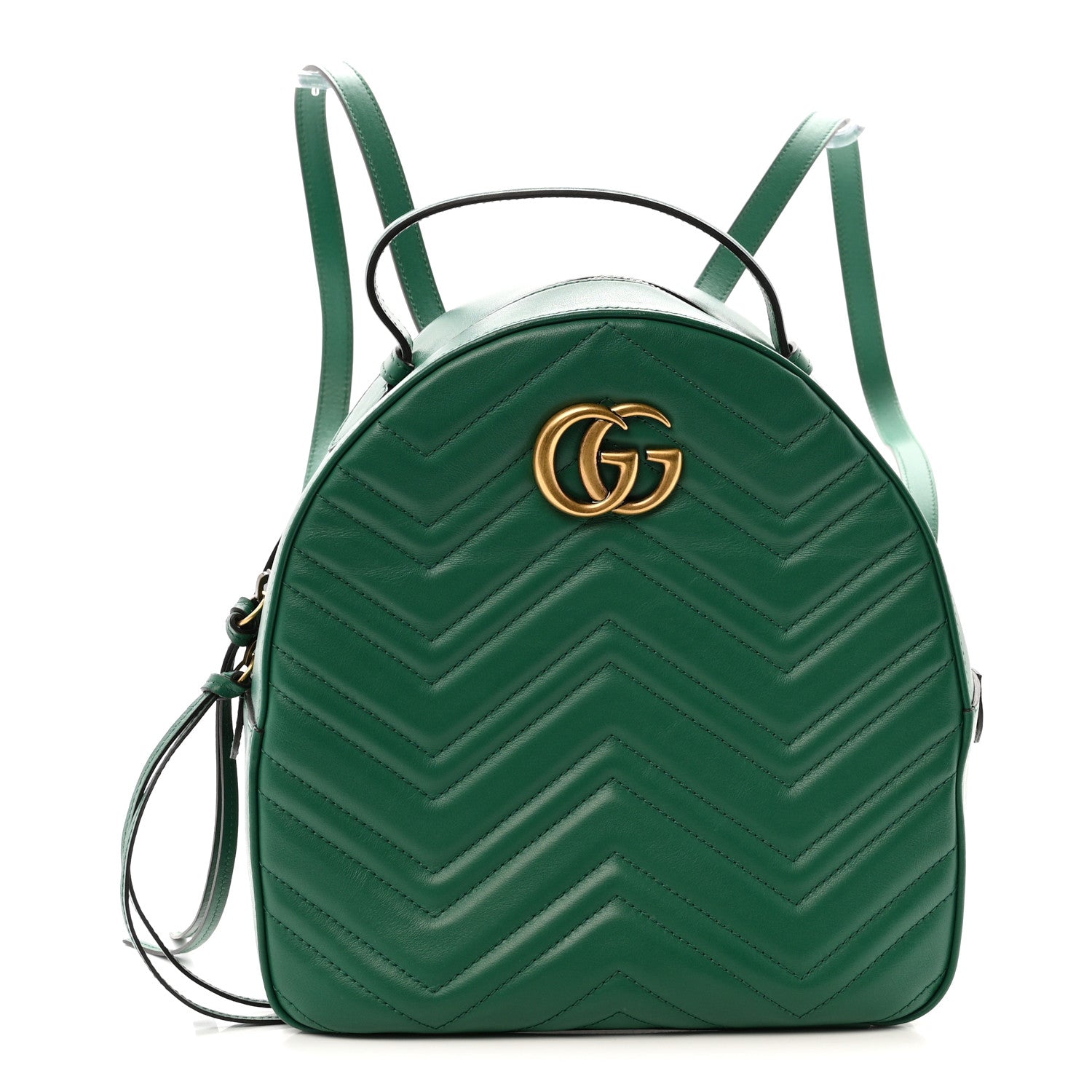 Gucci Calfskin Matelasse GG Marmont Dome Backpack Emerald Green 1 of 11