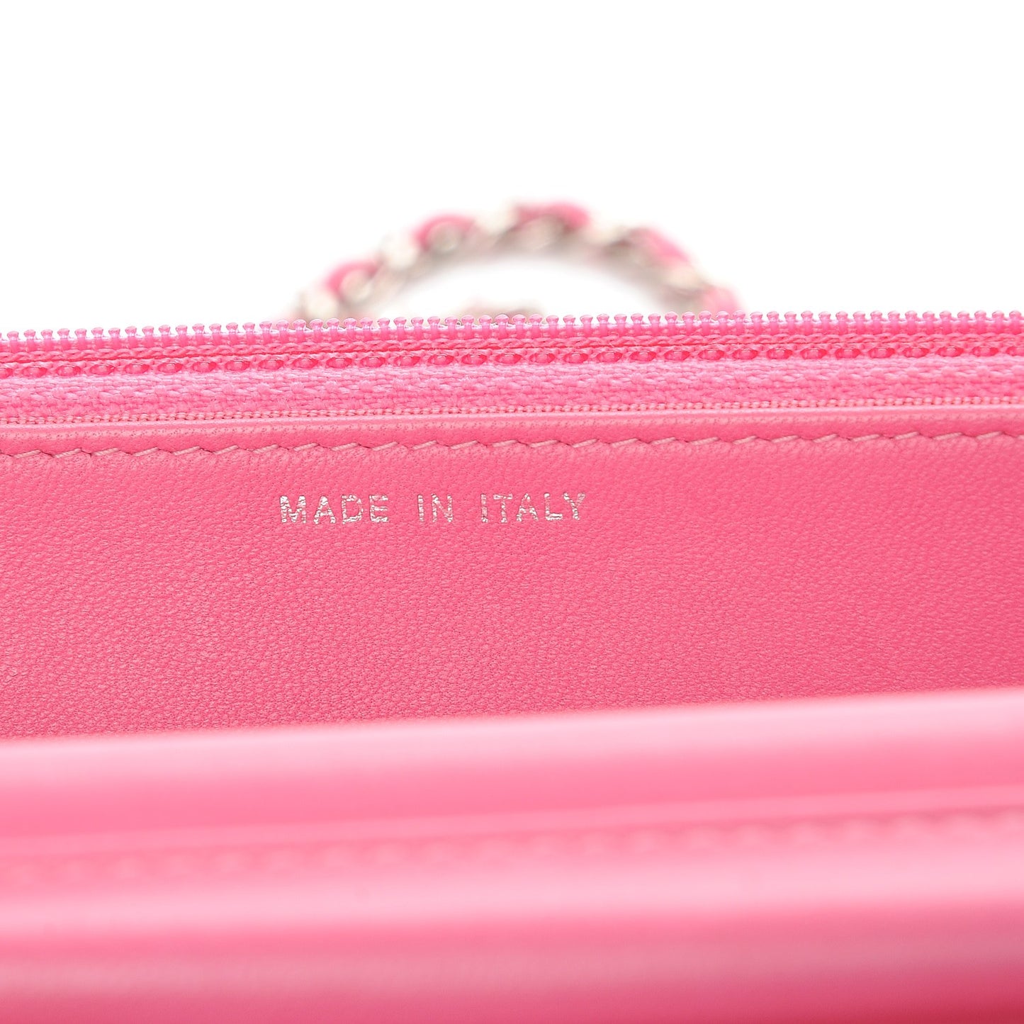 Faded Lambskin Quilted Zephyr Wallet on Chain WOC Dark Pink
