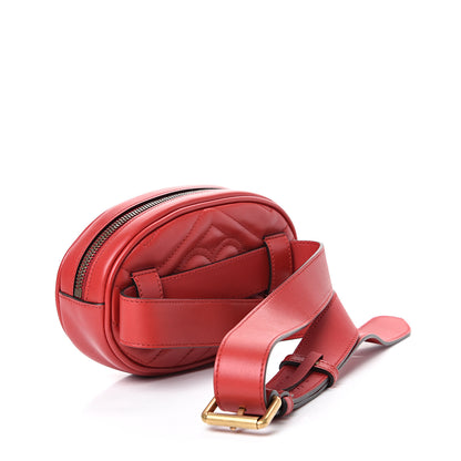 Gucci Calfskin Matelasse GG Marmont Belt Bag 95 38 Hibiscus Red 2 of 11