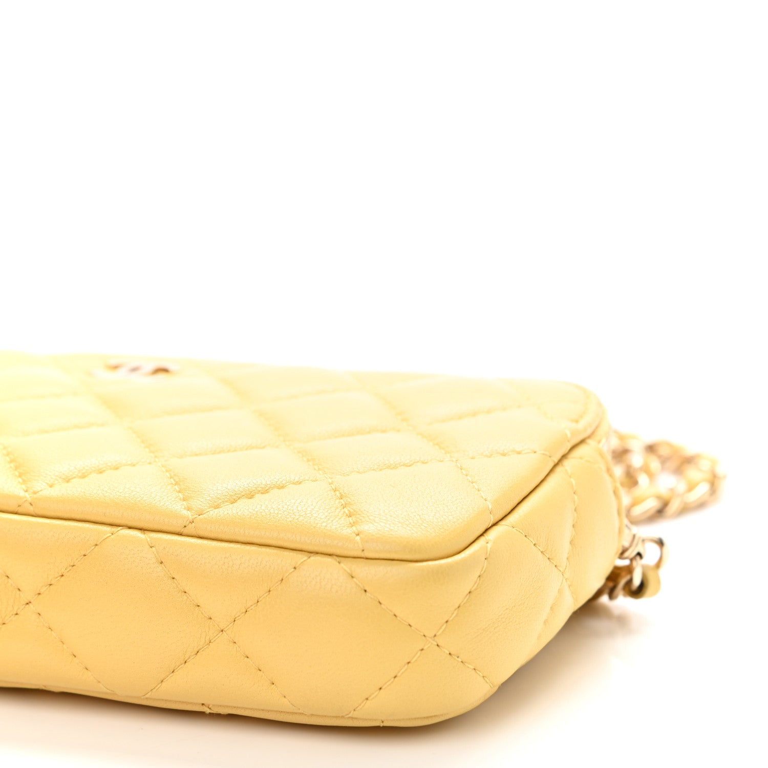 Chanel Lambskin Quilted Small Clutch With Chain Yellow 12 of 12