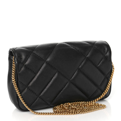 Versace Nappa Quilted Trapuntata Tribute Wallet Chain Crossbody Black 2 of 9