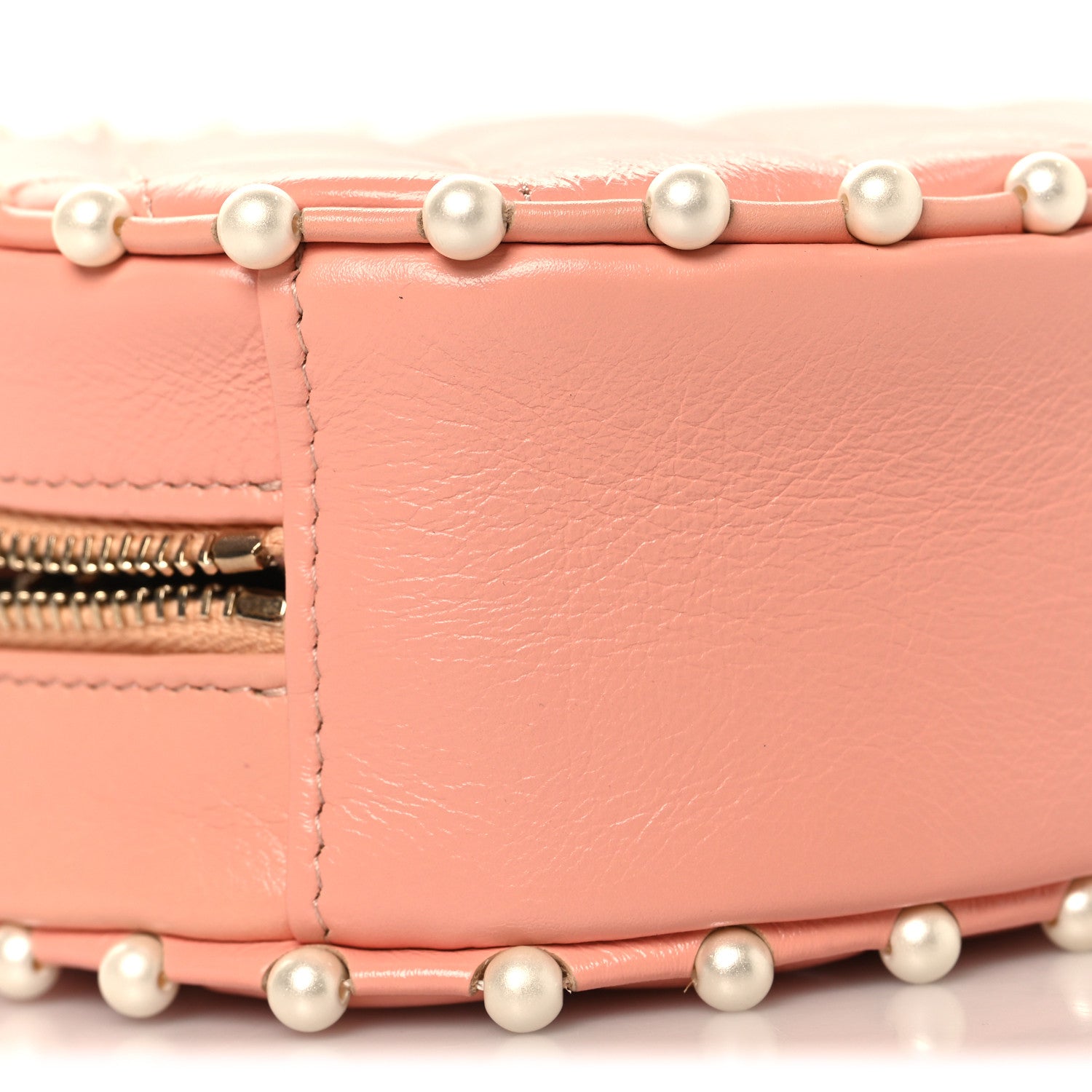 Chanel Calfskin Quilted Pearl Round Clutch With Chain Pink 9 of 10