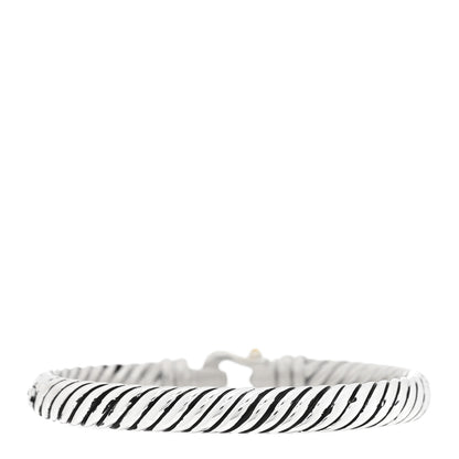 David Yurman Sterling Silver 14K Yellow Gold 7mm Cable Classic Hinged Buckle Bracelet 2 of 3