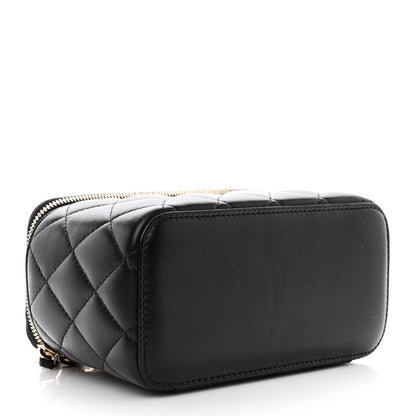 Chanel Lambskin Quilted Pearl Crush Small Vanity Case With Chain Black 4 of 11