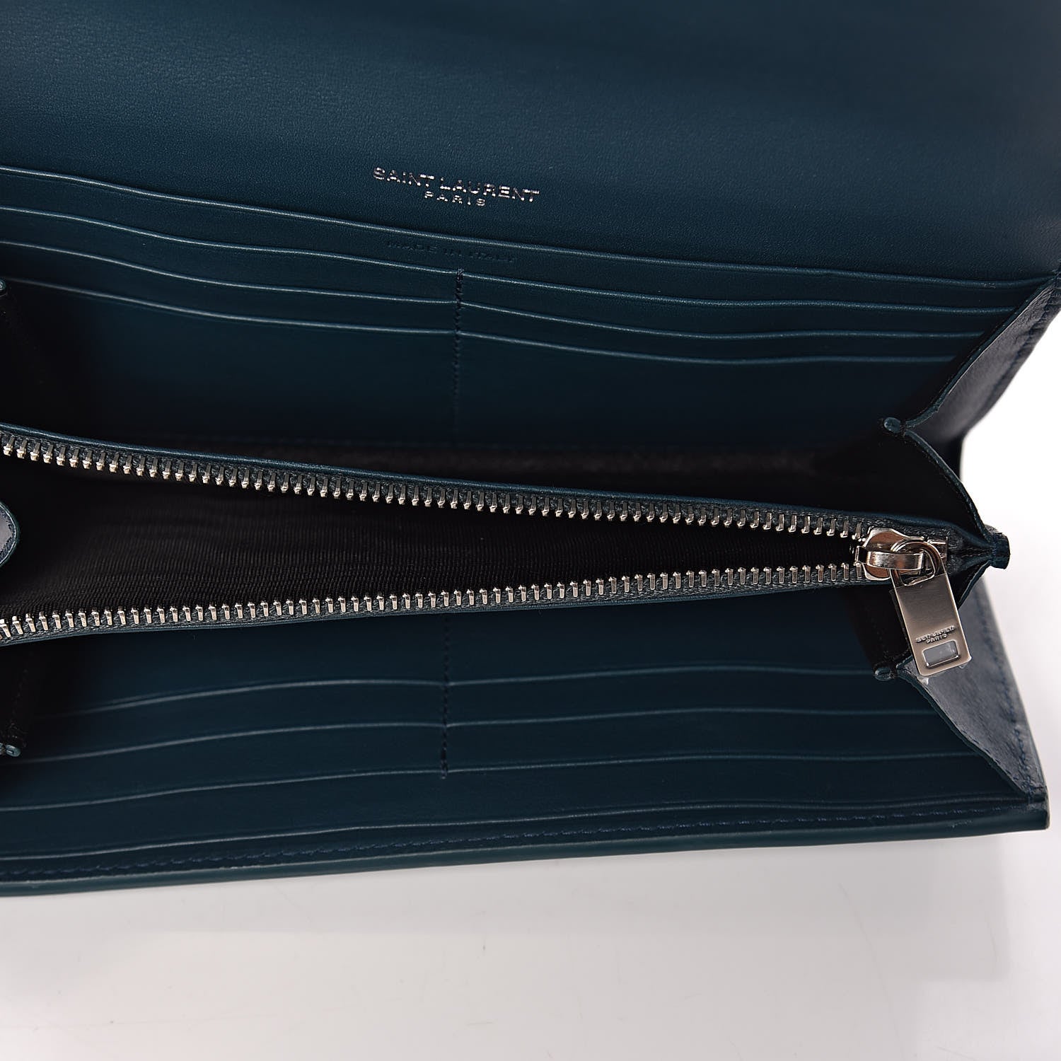 Saint Laurent Calfskin Monogram Large Flap Wallet Dark Turquoise 6 of 9