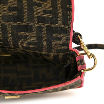 Fendi Fabric Jacquard FF 1974 Roma Armor Mini Baguette Tobacco Moro Fuxia Fluo 10 of 10