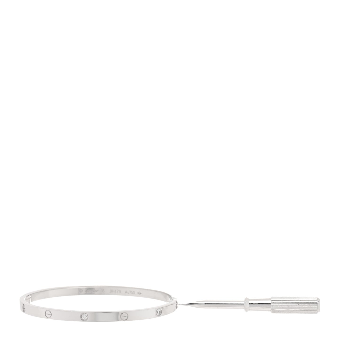 18K White Gold 6 Diamond Small LOVE Bracelet 16