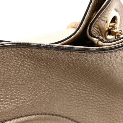 Gucci Metallic Pebbled Calfskin Medium Soho Chain Shoulder Bag Golden Beige 12 of 12