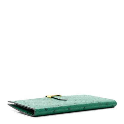 Hermes Ostrich Bearn Gusset Wallet Vert Vertigo 4 of 6