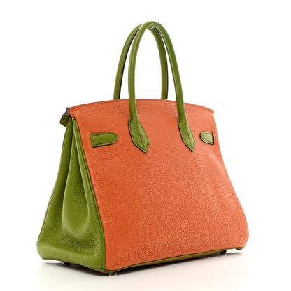 Hermes Togo Birkin 30 Gold Vert Anis Orange 3 of 13