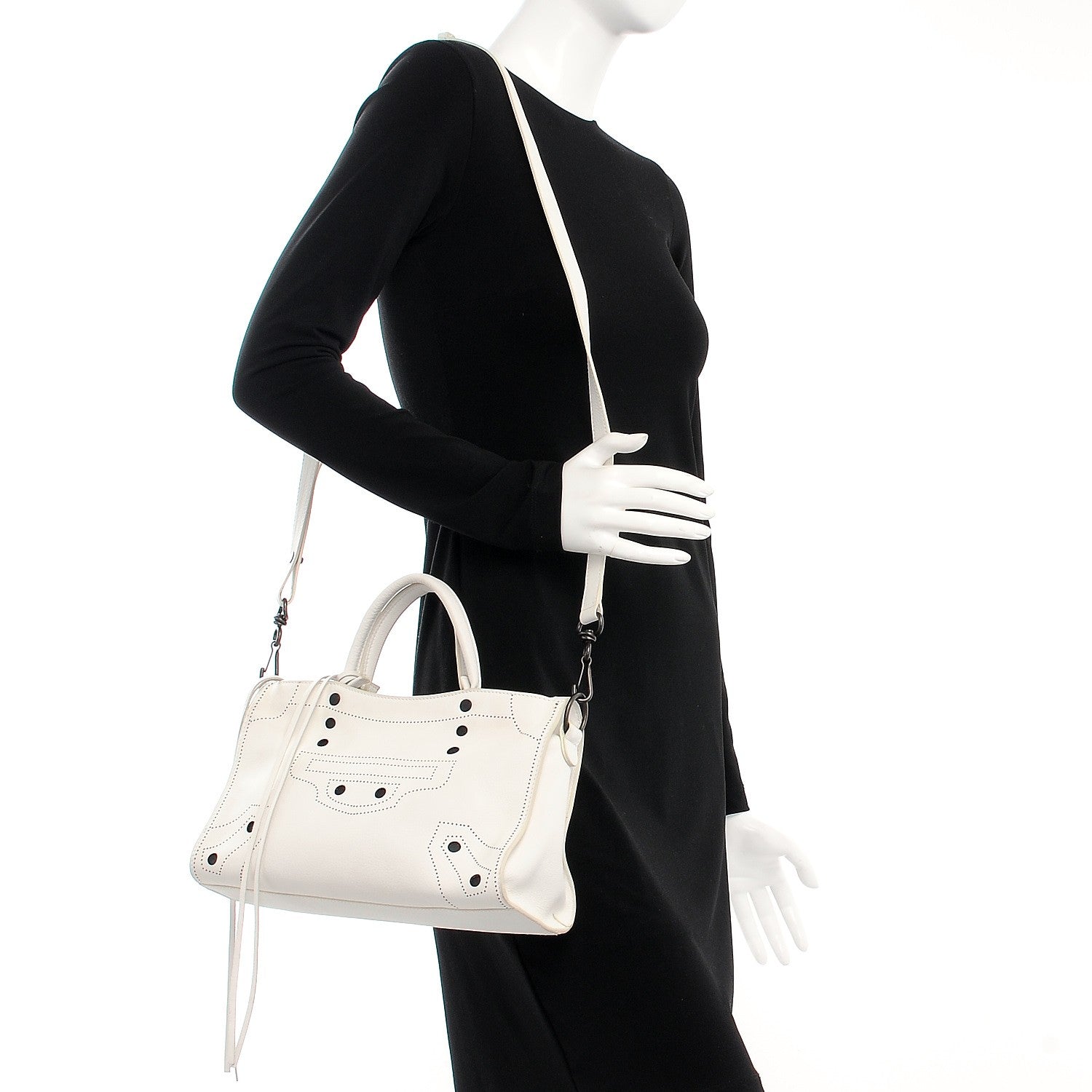 Balenciaga Veau Soyeux Perforated Blackout Hardware S City White 2 of 16