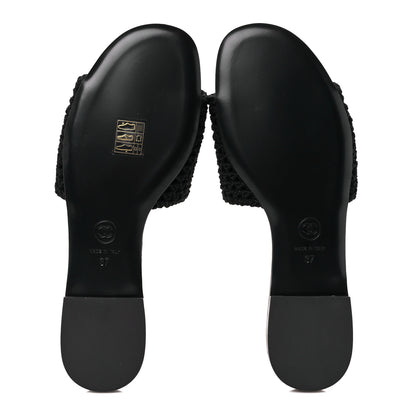 Chanel Crochet CC Mules Sandals 37 Black 6 of 9