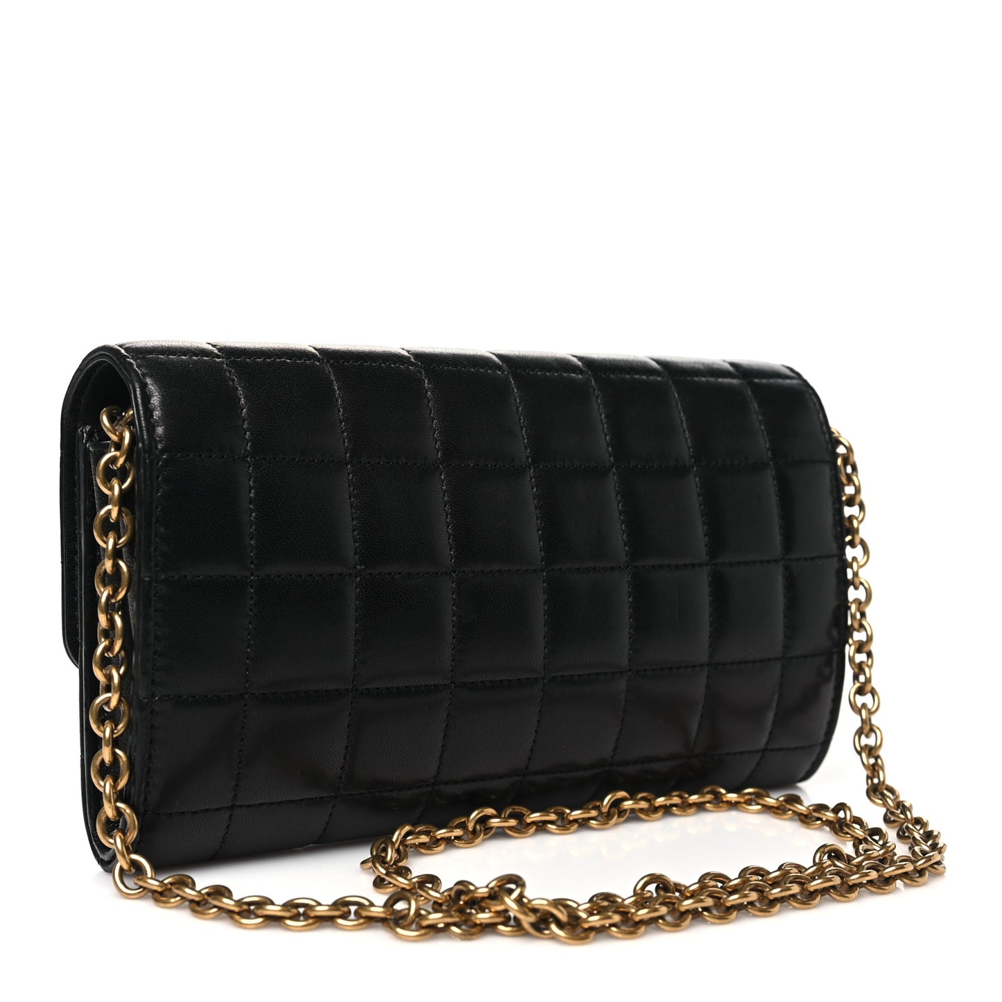 Lambskin Carre Quilted Le Maillon Wallet On Chain Black