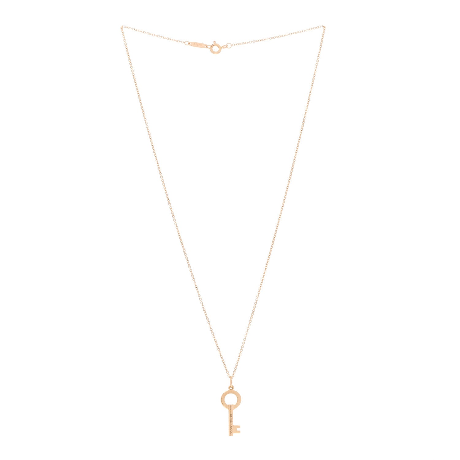 Tiffany 18K Rose Gold Modern Keys Round Open Key Pendant Necklace 3 of 5