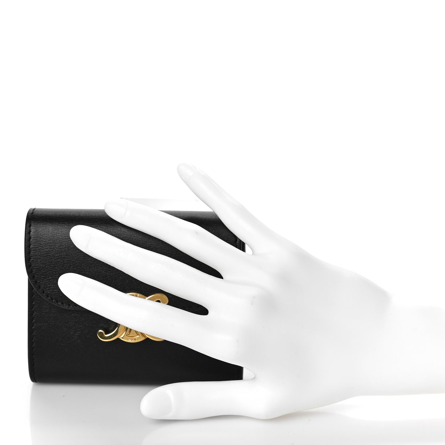 Shiny Smooth Lambskin Small Triomphe Wallet Black