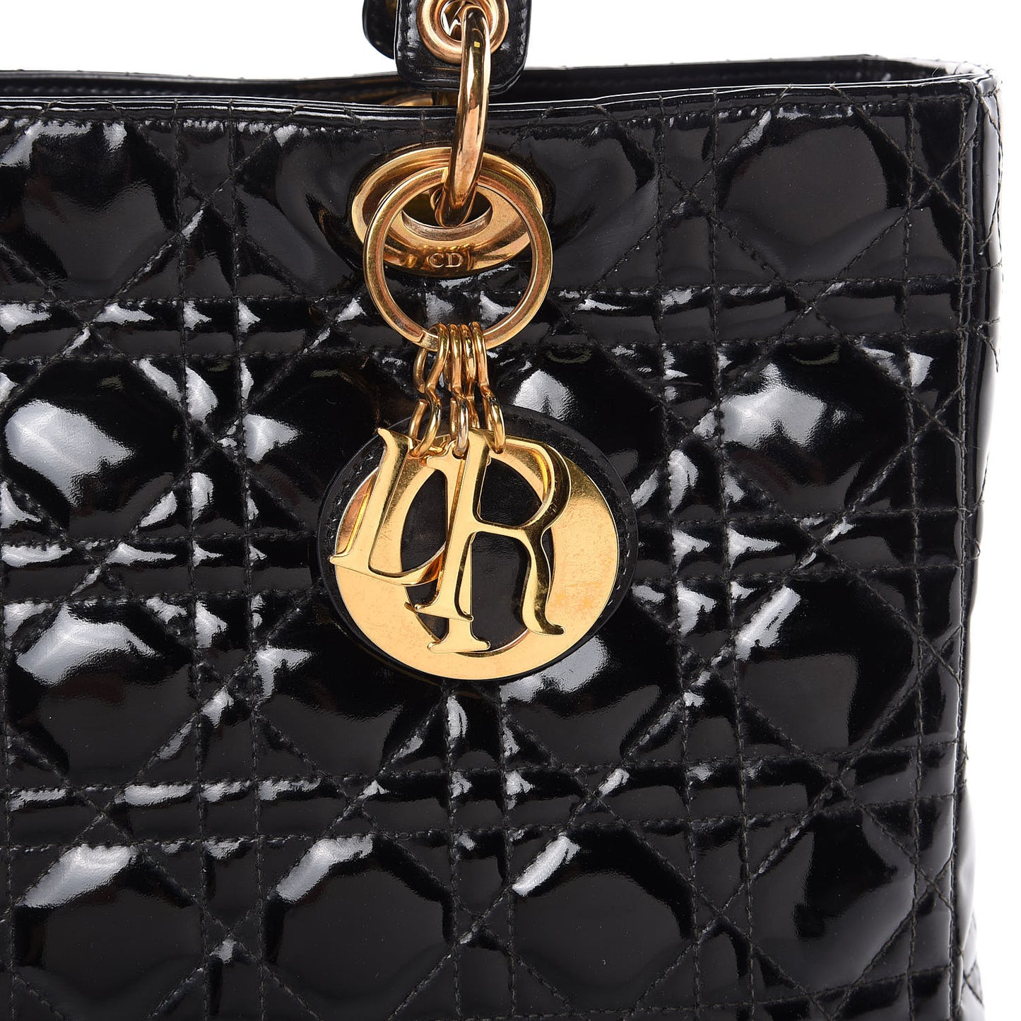 Patent Cannage Large Lady Dior Black