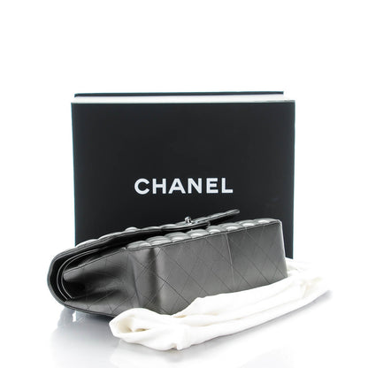 Chanel Metallic Lambskin Quilted Jumbo Double Flap Charcoal Grey 4 of 8